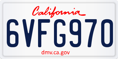 CA license plate 6VFG970