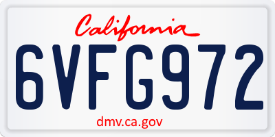 CA license plate 6VFG972