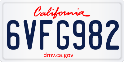 CA license plate 6VFG982