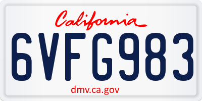CA license plate 6VFG983