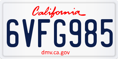 CA license plate 6VFG985
