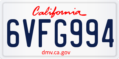 CA license plate 6VFG994