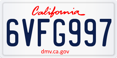 CA license plate 6VFG997