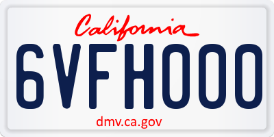 CA license plate 6VFH000