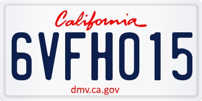 CA license plate 6VFH015