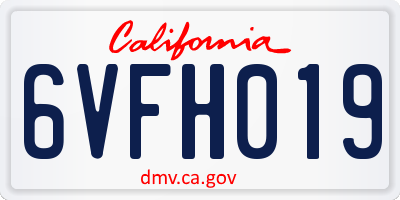 CA license plate 6VFH019