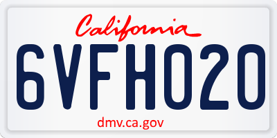 CA license plate 6VFH020