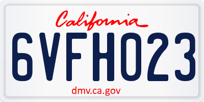 CA license plate 6VFH023
