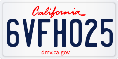 CA license plate 6VFH025