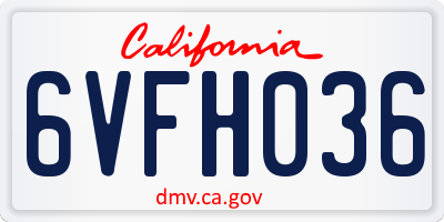 CA license plate 6VFH036