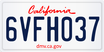 CA license plate 6VFH037