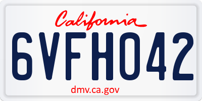 CA license plate 6VFH042
