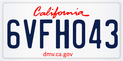 CA license plate 6VFH043