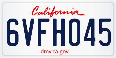 CA license plate 6VFH045