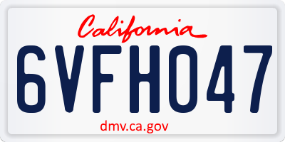 CA license plate 6VFH047
