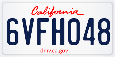 CA license plate 6VFH048