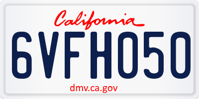 CA license plate 6VFH050