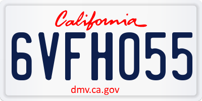 CA license plate 6VFH055