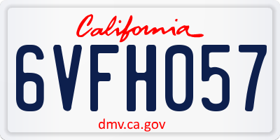 CA license plate 6VFH057