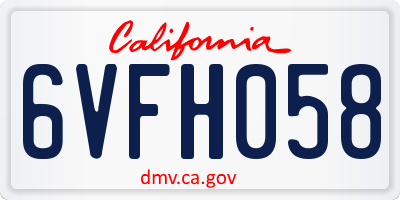 CA license plate 6VFH058