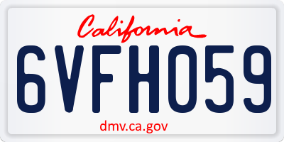 CA license plate 6VFH059