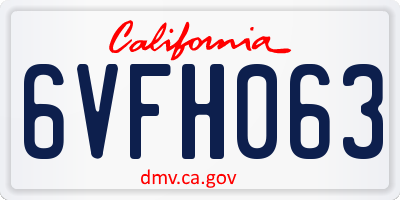 CA license plate 6VFH063