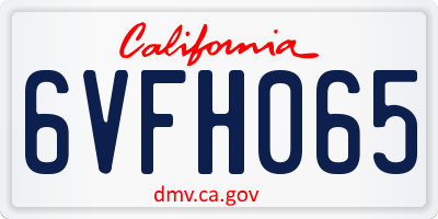 CA license plate 6VFH065