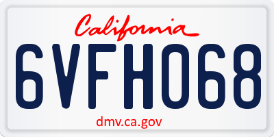 CA license plate 6VFH068