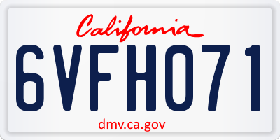 CA license plate 6VFH071