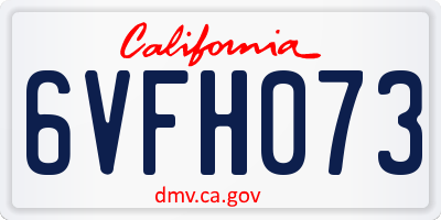 CA license plate 6VFH073