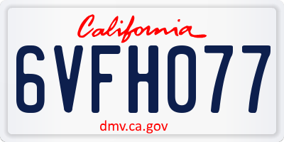 CA license plate 6VFH077