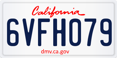 CA license plate 6VFH079