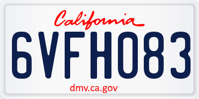 CA license plate 6VFH083