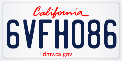 CA license plate 6VFH086