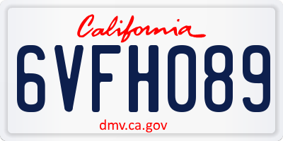 CA license plate 6VFH089
