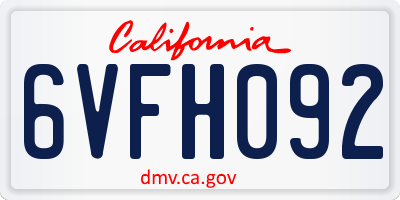 CA license plate 6VFH092