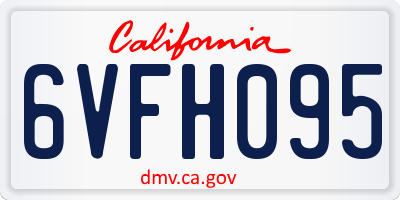 CA license plate 6VFH095