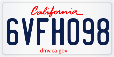 CA license plate 6VFH098