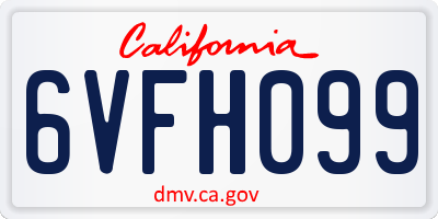 CA license plate 6VFH099