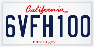 CA license plate 6VFH100