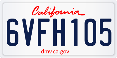 CA license plate 6VFH105