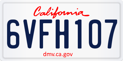 CA license plate 6VFH107