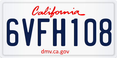CA license plate 6VFH108
