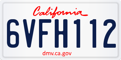 CA license plate 6VFH112