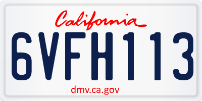 CA license plate 6VFH113