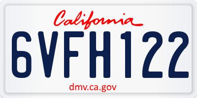 CA license plate 6VFH122