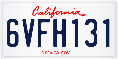 CA license plate 6VFH131