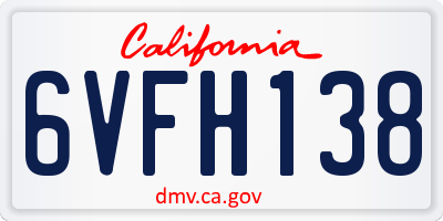 CA license plate 6VFH138
