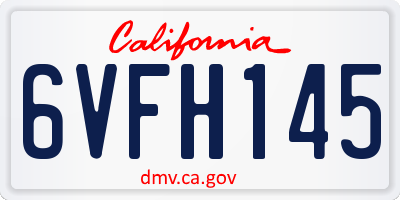 CA license plate 6VFH145