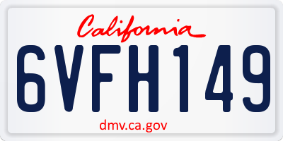 CA license plate 6VFH149